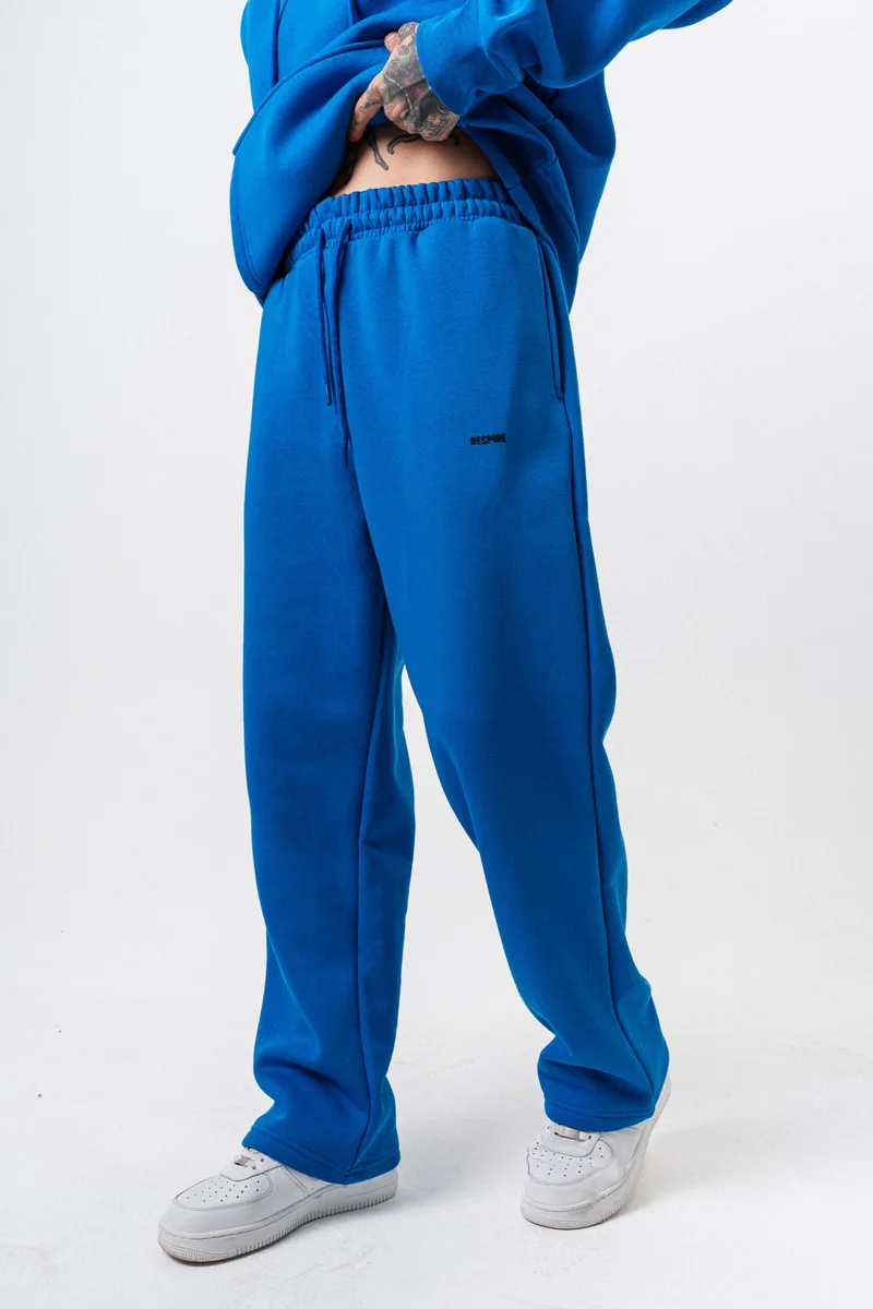 RESPIRE Men's Respire Letter Detail Basic Baggy Sweatpants Blue